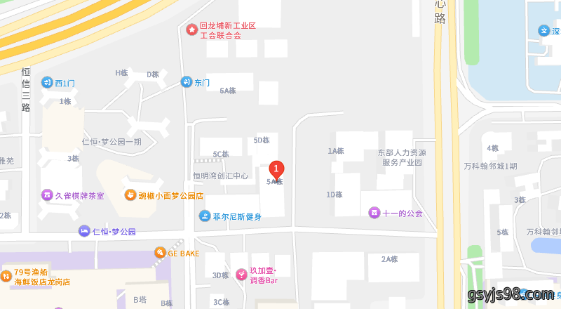 公司位置地图 · 深圳市龙岗区龙城街道恒明湾创汇中心5栋A座601B